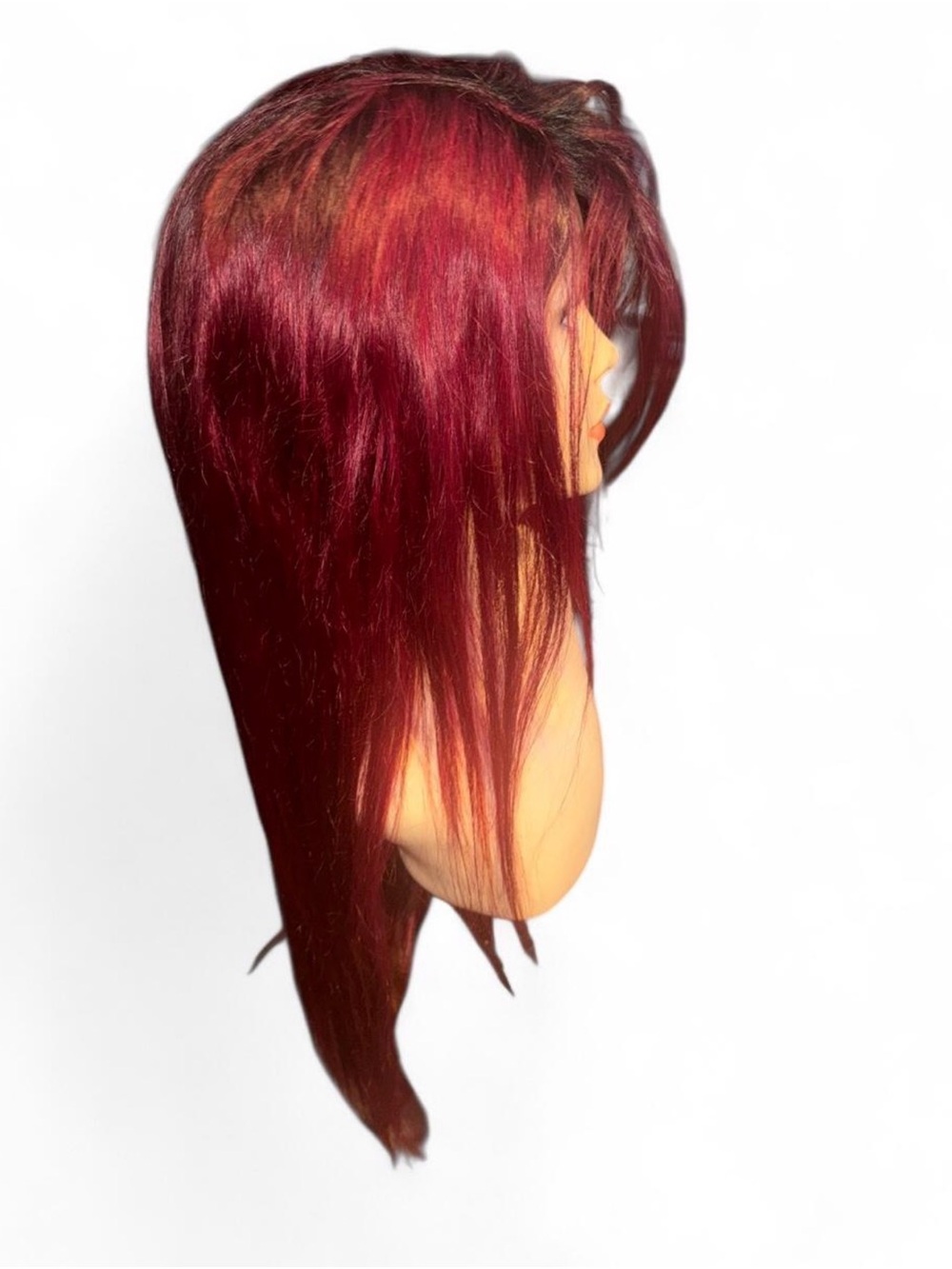 #NWOT 100% real human hair dark-rooted mermaid red lace front glueless wig - Picture 5 of 7